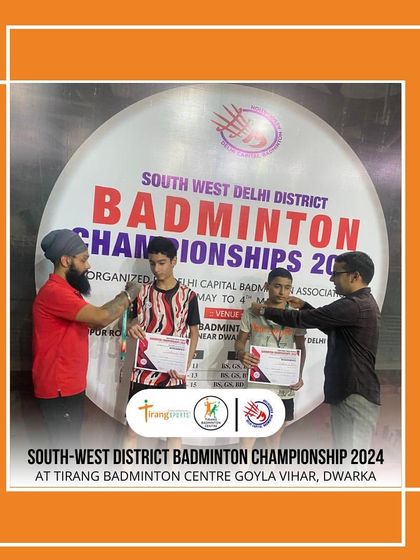 Award ceremony in progress at the district championship. I ensure all events are conducted professionally with proper officiating.