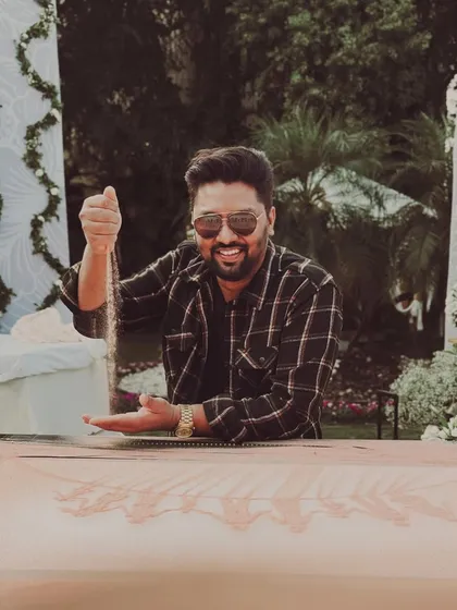 Where sand meets soul. A candid moment at my sand table, the place where I feel most at home and connected to my craft.