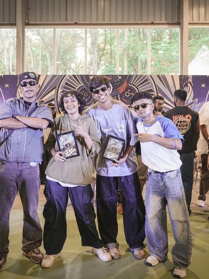 The judges and winners of the 1v1 Hip Hop battle at Spectra 2025. We're proud to have such talented and respected figures from the dance community as part of our events.