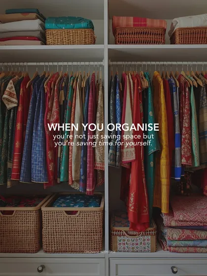An organized wardrobe does more than just save space; it saves you precious time and energy every single morning. We create systems where your favorite Indian and western outfits are beautifully arranged, making getting dressed a joyful and stress-free experience.