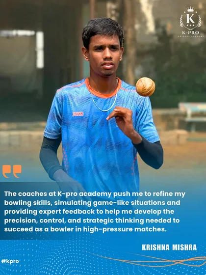 Bowler Krishna Mishra talks about how our coaches push him to refine his skills in game-like situations. We provide expert feedback to help our players develop the precision and control needed for high-pressure matches.