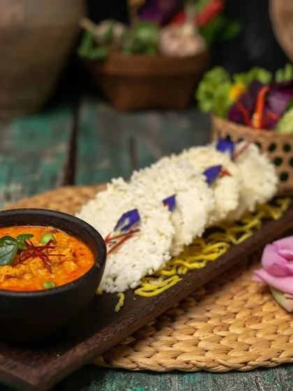A beautifully plated dish from a Khmer Kitchen pop-up, part of the city's gourmet events feature.