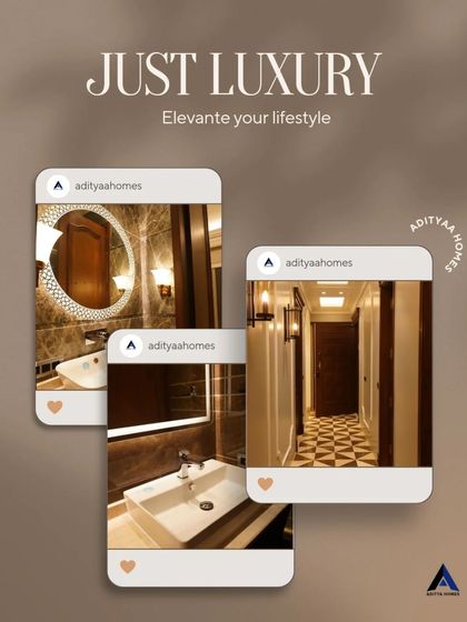 A collage of our bathroom and hallway designs, showcasing how we elevate your lifestyle with "Just Luxury."