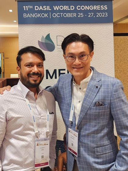 It was fantastic to reconnect with my teacher, Professor Dr. Woraphong, at the DASIL World Congress. I trained in lasers under him in Bangkok eight years ago, and I value his mentorship greatly.