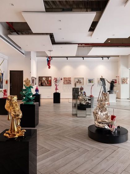 It’s playful. It’s provoking. It’s Pop Art. This wide shot captures the essence of our gallery: a space filled with color, culture, and conversation starters.