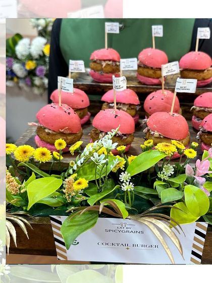 Pretty in pink! Our mini cocktail burgers with beetroot-coloured buns are as fun to look at as they are to eat, adding a pop of colour to any event.