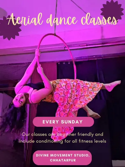 Our aerial dance classes are open to everyone, every Sunday. This is a great way to start your journey, as each session includes conditioning for all fitness levels to build the specific strength needed for the lyra hoop.