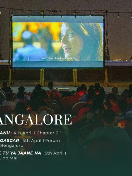 Bangalore's weekend schedule, including 'OK Jaanu', 'Madagascar', and 'Jaane Tu Ya Jaane Na'.