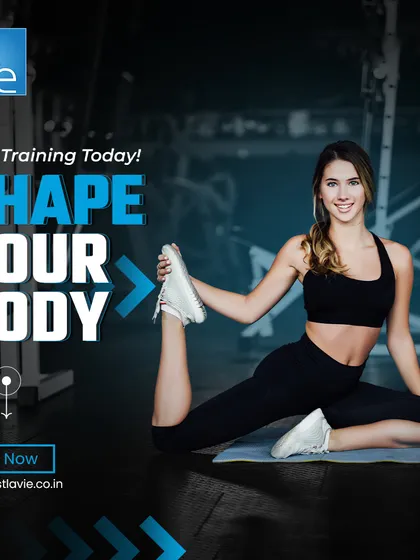 Start training today to shape your body. A member demonstrates a quad stretch on the mat, showing that our approach includes proper warm-ups and cool-downs for a complete fitness experience.