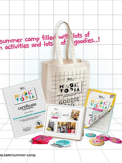 Every camper goes home with a Musictopia goodie bag! It includes a certificate, badges, photos, and other fun surprises to remember their time with us.