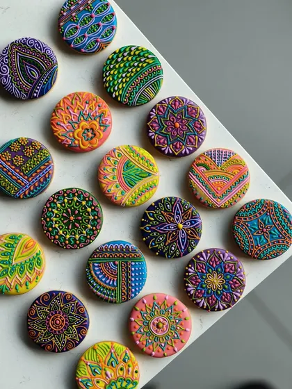 Baking isn't just about cakes. I find so much peace in detailed work like decorating these cookies with intricate, colourful mandala patterns using royal icing. Each one is a small piece of edible art.