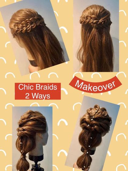 A demonstration of chic braids two ways on a mannequin.