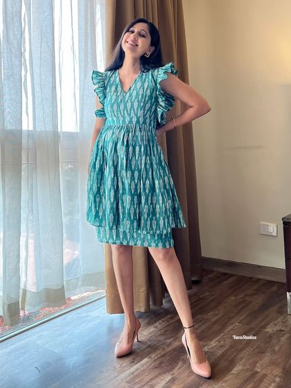 The ruffle details on this Ikat dress are what make it so special. It’s a playful, feminine design that still honors the traditional craft of weaving.