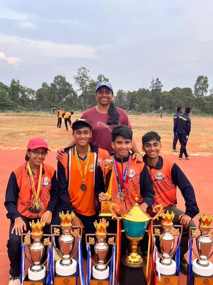 Proud of my athletes with their haul of trophies and medals at the CISCE National Athletics Meet in Bangalore. Their hard work truly paid off.