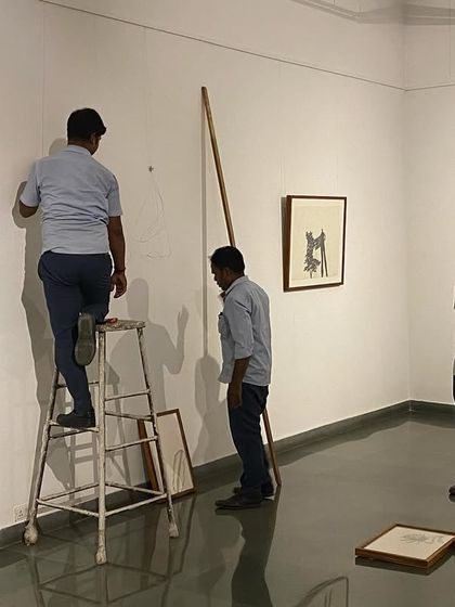 The team working on the final touches of the 'Bring me Flowers' installation.