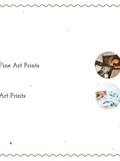 A simple graphic highlighting the availability of Fine Art Prints and Art Prints as part of my product offerings.