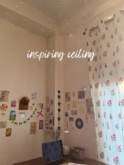 Even my ceiling has to be inspiring, with fairy lights to create a cozy vibe.