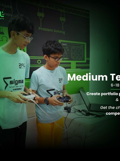 The medium-term (6-18 months) goal is shown here: students create portfolio projects, log CAS hours, and get the chance to compete and win.