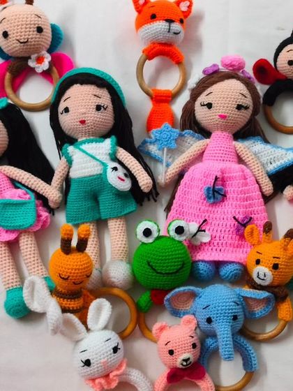 An order complete. This big order of dolls and rattles is ready to be packed and sent.