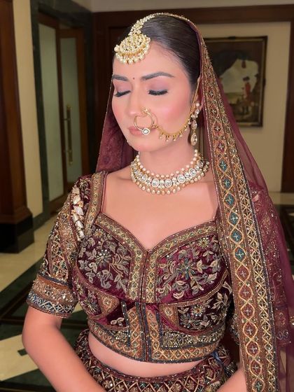 A close-up of the eye makeup for this subtle bridal look. I used soft, blended eyeshadows to create depth without overpowering her natural beauty.