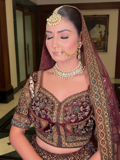 A close-up of the eye makeup for this subtle bridal look. I used soft, blended eyeshadows to create depth without overpowering her natural beauty.