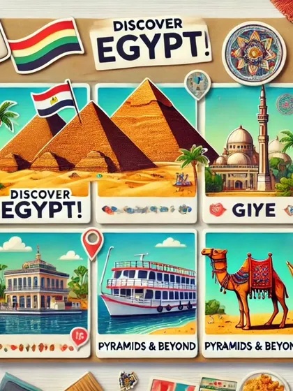 Discover Egypt with us. This collage is a sneak peek into the adventure, from the great pyramids and camel rides to a cruise on the Nile.