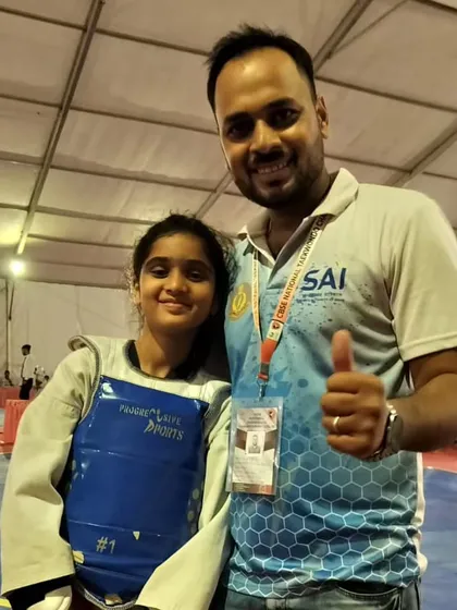 A proud moment with our student after she won a bronze medal at the Delhi State School Games.