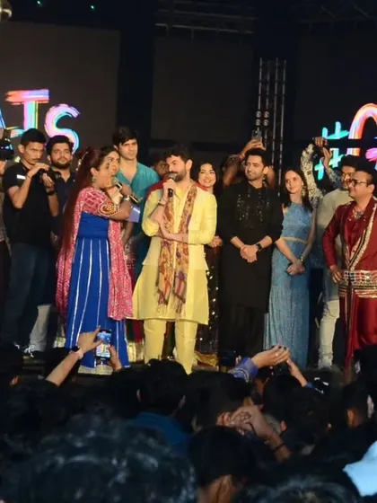On stage with the entire star cast of the movie 'GOATs', including Neil Nitin Mukesh. I have experience handling large group interactions and movie promotions during live events.