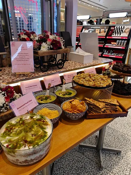 The full appetizer table at the Tira Beauty event. We offer a complete solution, from food to presentation, ensuring your brand event is memorable for all the right reasons.