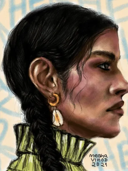 A semi-realistic digital portrait created on Bamboo Paper. This style is perfect for capturing a more detailed and nuanced likeness from your photos.
