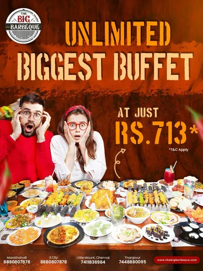 From starters to desserts, enjoy it all without breaking the bank. Our unlimited biggest buffet is available for just ₹713.