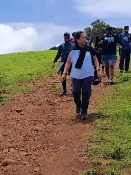 Our group walking along the trail, led by an experienced trekker. Safety and guidance are my top priorities.