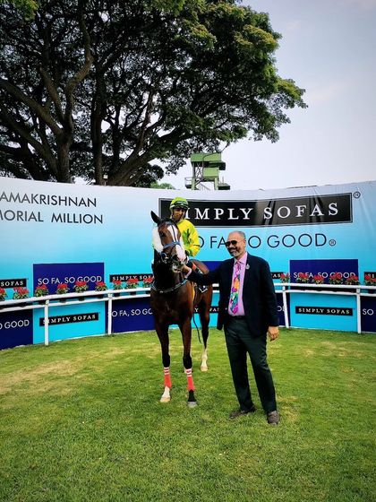 'Dawn Rising' in the winner's enclosure after The Leading Owner Cup victory.
