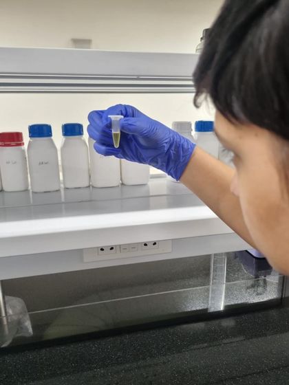 A close-up of Pavitra engaged in a scientific experiment. The concentration and precision he learned through our program are transferable skills that benefit him in every academic pursuit.