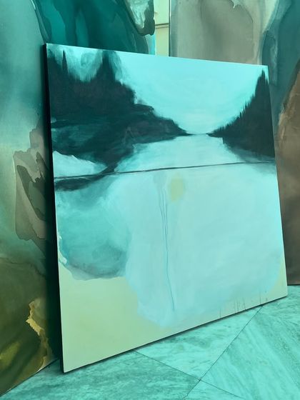 A smaller 4ft x 4ft abstract landscape, also part of the Lucknow cafe commission.