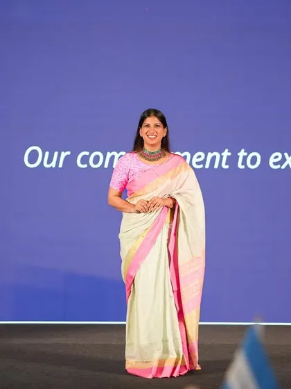 Poised and ready to host the Dockendale Annual Conference. This look reflects the formal, professional tone I adopt for high-level corporate summits and leadership gatherings.