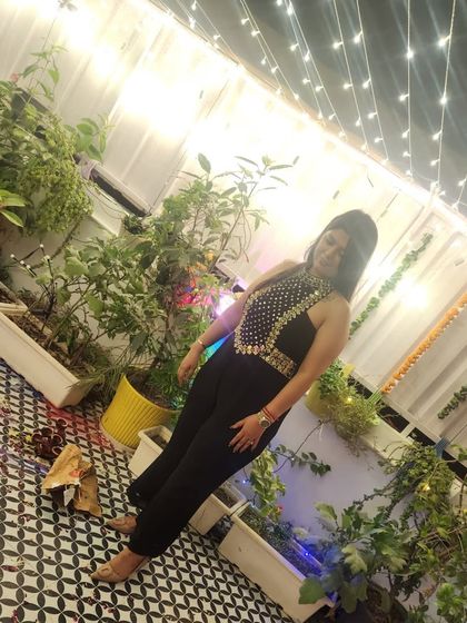 Another angle of the jumpsuit, showing how it looks under beautiful lighting.