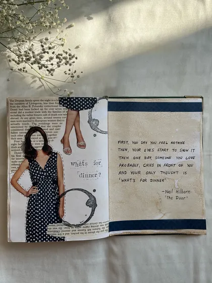 A finished journal page combining a powerful quote with simple collage techniques. This is what creative journaling is all about: mixing words, images, and textures to express something that feels true to you.