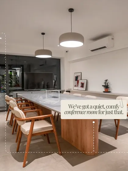 Need a private space for your team? Our conference room is designed for focused, productive meetings, complete with everything you need to connect and create.