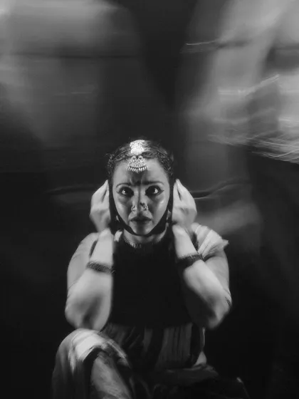 An expressive close-up from 'Nagamandala', captured with a slow shutter speed to create a feeling of psychological distress. This shows how we portray a character's inner world.