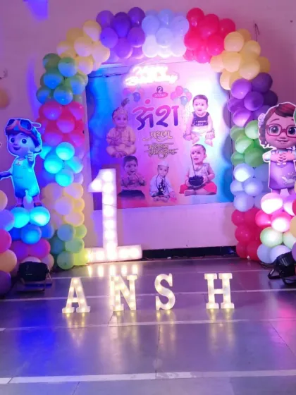 I specialize in fun, themed birthday parties for kids. This Cocomelon first birthday decoration includes a vibrant backdrop, character cutouts, and large marquee lights for the baby's name and age, creating a perfect photo corner for your celebration.