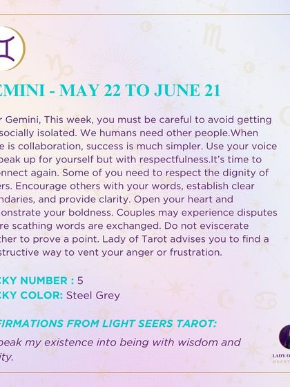 A weekly tarot reading for Gemini about avoiding social isolation. This reading encourages you to use your voice to speak up for yourself with respectfulness and reconnect with others.