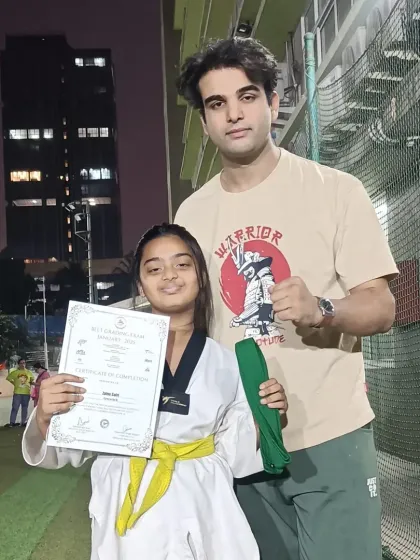 This student passed her grading exam and is ready to take on the challenges of the next belt level.