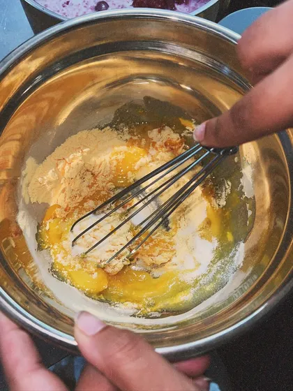 Whisking eggs and sugar, the base for a rich and creamy pastry cream. It all starts with simple, good ingredients.