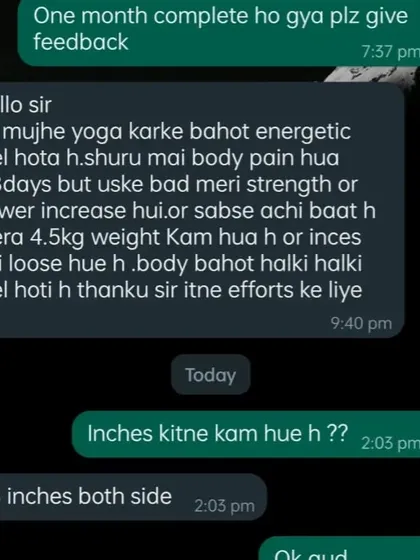 Nothing makes me happier than seeing my students feel the change. This feedback after just one month, showing a 4.5kg weight loss and a 2.5-inch reduction, is a testament to what we can achieve with consistency.