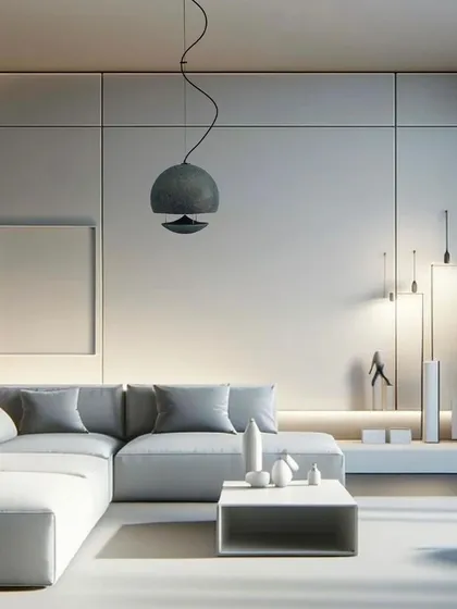 In this bright, monochromatic space, the Spherina speaker adds a touch of sculptural elegance. Its lightweight construction allows for creative installations on various surfaces, providing design flexibility without compromising on audio quality.