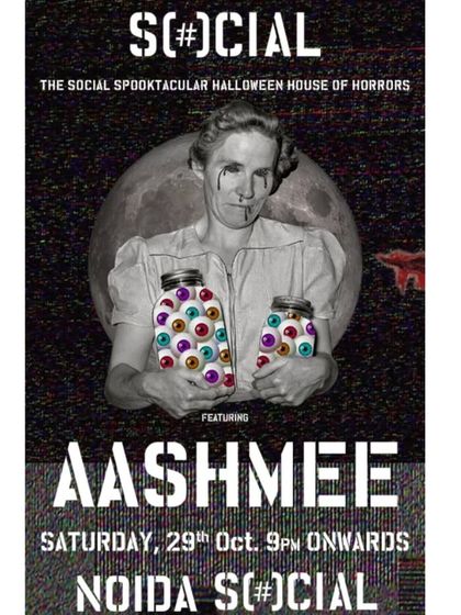 "The Social Spooktacular House of Horrors." This poster captures the spooky, fun vibe of the Halloween nights I DJ.