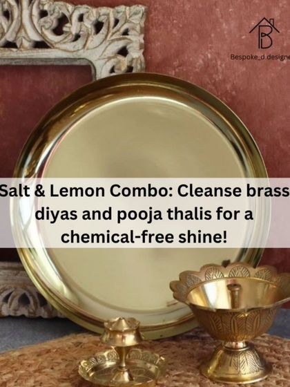 To bring a natural, chemical-free shine to your brass diyas and pooja thalis, I recommend a simple paste of salt and lemon juice. It's an effective and traditional method for cleansing sacred items.