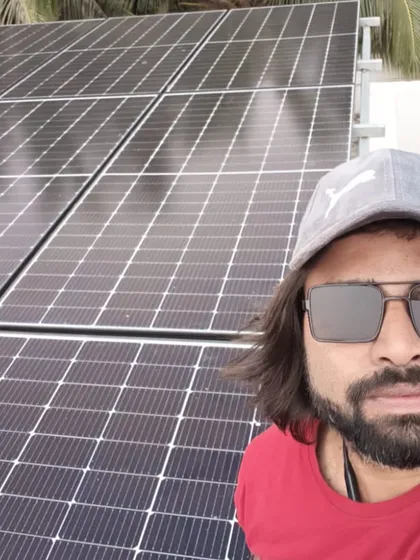 Another view of the happy customer and his rooftop solar panels in Dharwad. Going solar is an investment that pays for itself.