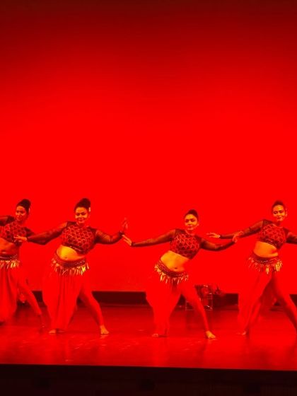 The energy of a live performance is unmatched. Our dancers are captured in perfect sync during a stage show, showcasing their professionalism and passion.